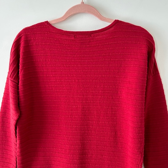 Calvin Klein Red Wool Blend Ribbed Crewneck Sweater - Picture 10 of 16